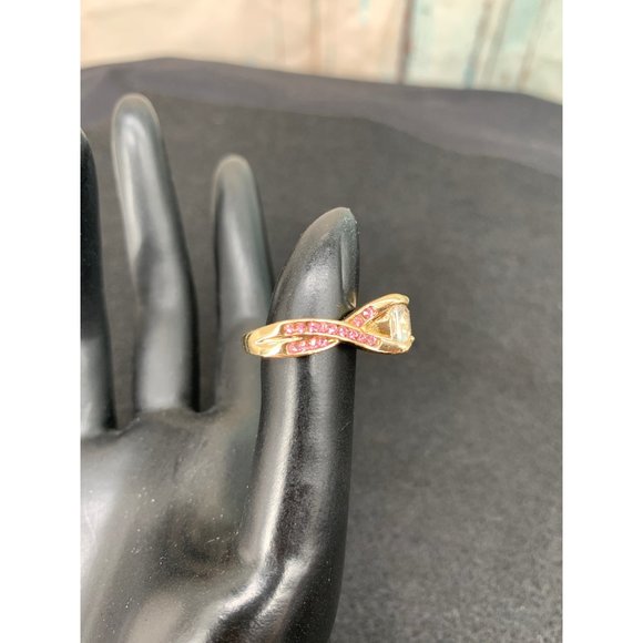 Ring PInk and Colorless Central Stone Size 6.75 - Picture 5 of 7